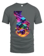Swirling Dice Colorful Luck Gambling T-Shirt - gray t-shirt on white background
