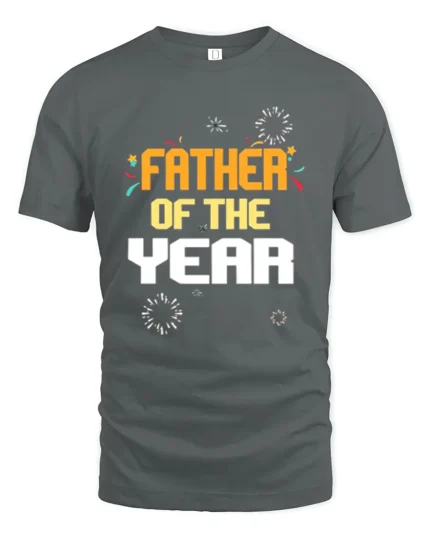 Father of the Year Tee Best Dad Award T-Shirt Gift - gray t-shirt on white background