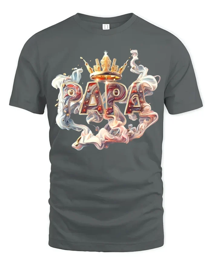 Papa King Tee Cool Father’s Day Gift for Grandpa - gray t-shirt on white background