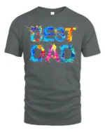 Best Dad Splatter Colorful Father’s Day T-Shirt - gray t-shirt on white background