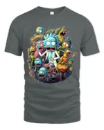 Rick and Morty Multiverse Funny Cartoon T-Shirt - gray t-shirt on white background