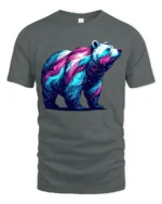 Cosmic Bear Galaxy Nebula Animal T-Shirt - gray t-shirt on white background