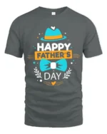 Happy Father’s Day Cute Dad Hat Bow T-Shirt - gray t-shirt on white background