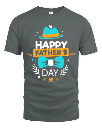 Happy Father’s Day Cute Dad Hat Bow T-Shirt - gray t-shirt on white background