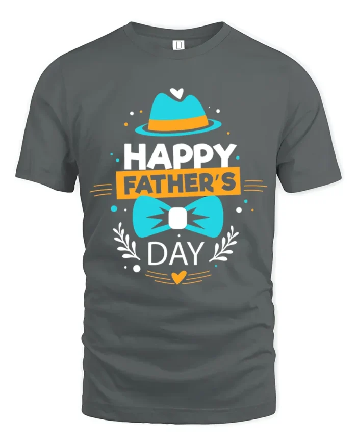 Happy Father’s Day Cute Dad Hat Bow T-Shirt - gray t-shirt on white background