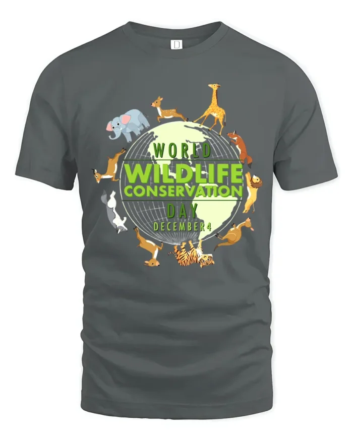 World Wildlife Day Animal Lover Earth T-Shirt - gray t-shirt on white background