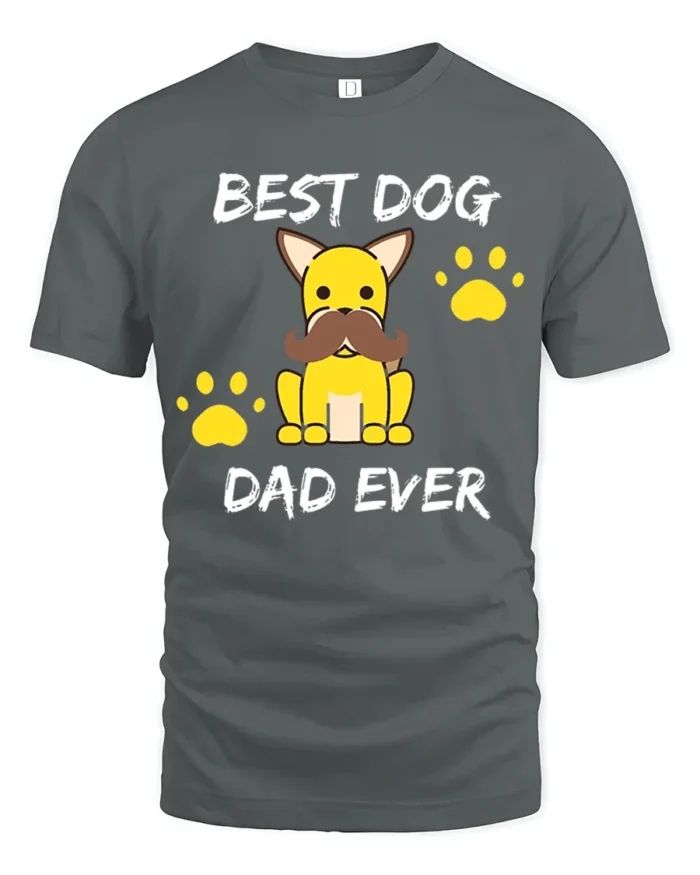 Best Dog Dad Funny Dog Lover Father’s Day T-Shirt - gray t-shirt on white background