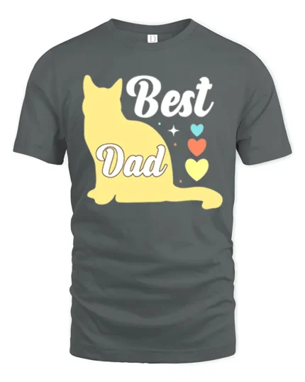 Best Cat Dad Funny Cat Lover Father’s Day T-Shirt - gray t-shirt on white background