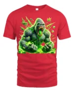 Green Ape Haze Tee Funny Gorilla Cannabis T-Shirt - red t-shirt on white background
