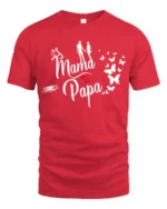 Mama Papa Butterfly Tee Sweet Family Love T-Shirt - red t-shirt on white background