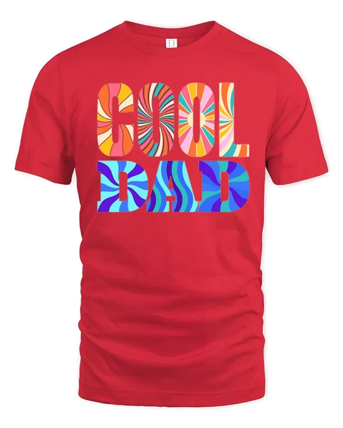 Retro Cool Dad Groovy Father’s Day T-Shirt Gift - red t-shirt on white background
