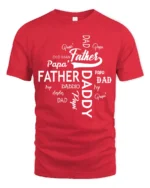 Daddy Papa Pops T-Shirt Father’s Day Nickname Tee - red t-shirt on white background