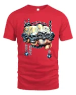 Skull Crusher Fist Metal Rock Graphic T-Shirt - red t-shirt on white background