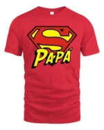 Papa Superman T-Shirt Funny Father’s Day Hero - red t-shirt on white background
