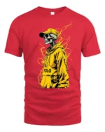 Urban YOLO Skull Trendy Skeleton Hoodie T-Shirt - red t-shirt on white background