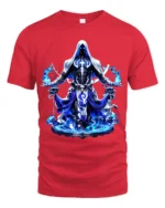 Shadow Mage T-Shirt Ethereal Hooded Figure Tee Now - red t-shirt on white background