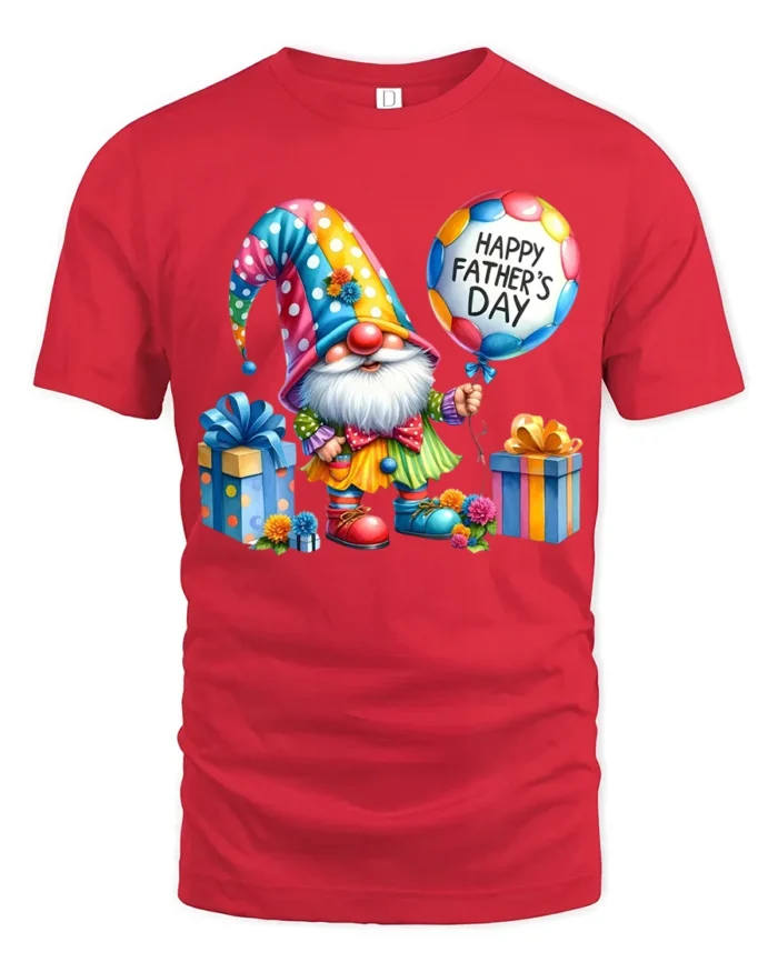 Gnome Dad Cute Father’s Day Celebration Tee - red t-shirt on white background