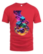 Swirling Dice Colorful Luck Gambling T-Shirt - red t-shirt on white background