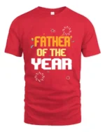 Father of the Year Tee Best Dad Award T-Shirt Gift - red t-shirt on white background