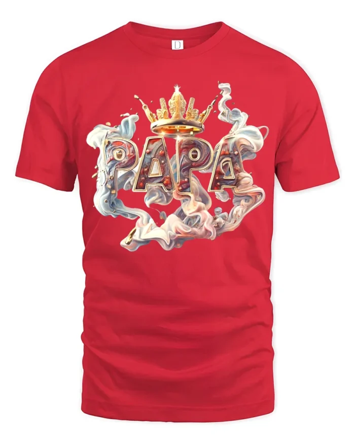 Papa King Tee Cool Father’s Day Gift for Grandpa - red t-shirt on white background