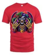 Jeweled Skull Dragon T-Shirt Edgy Fantasy Tee Now - red t-shirt on white background