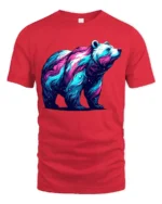 Cosmic Bear Galaxy Nebula Animal T-Shirt - red t-shirt on white background