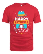 Happy Father’s Day Cute Dad Hat Bow T-Shirt - red t-shirt on white background