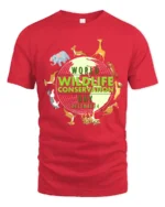 World Wildlife Day Animal Lover Earth T-Shirt - red t-shirt on white background