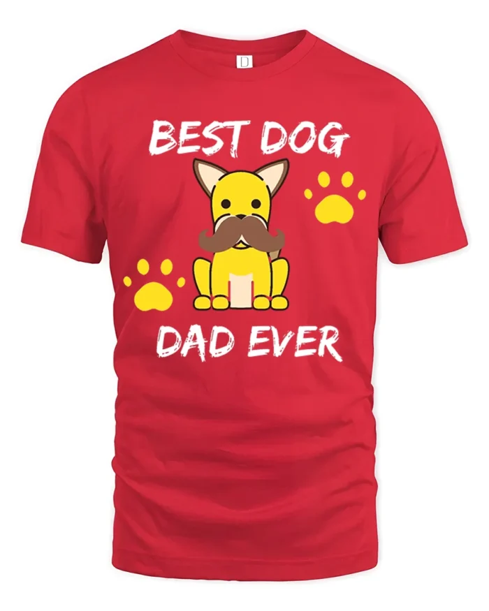 Best Dog Dad Funny Dog Lover Father’s Day T-Shirt - red t-shirt on white background