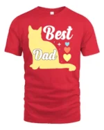 Best Cat Dad Funny Cat Lover Father’s Day T-Shirt - red t-shirt on white background
