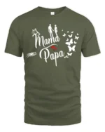 Mama Papa Butterfly Tee Sweet Family Love T-Shirt - military green t-shirt on white background
