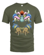 Crazy Monster Grin Tee Unique Colorful Monster Now - military green t-shirt on white background
