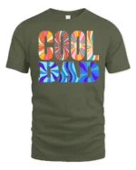 Retro Cool Dad Groovy Father’s Day T-Shirt Gift - military green t-shirt on white background