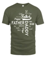 Daddy Papa Pops T-Shirt Father’s Day Nickname Tee - military green t-shirt on white background