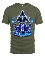 Shadow Mage T-Shirt Ethereal Hooded Figure Tee Now - military green t-shirt on white background