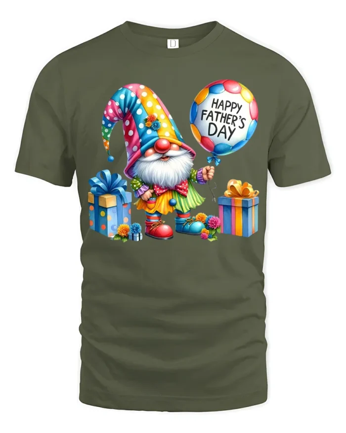 Gnome Dad Cute Father’s Day Celebration Tee - military green t-shirt on white background