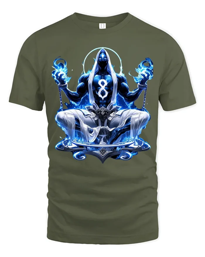 Blue Zen Master T-Shirt Spiritual Meditation Tee Now - military green t-shirt on white background