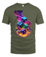 Swirling Dice Colorful Luck Gambling T-Shirt - military green t-shirt on white background