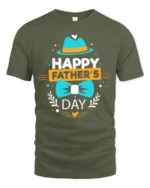 Happy Father’s Day Cute Dad Hat Bow T-Shirt - military green t-shirt on white background