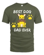 Best Dog Dad Funny Dog Lover Father’s Day T-Shirt - military green t-shirt on white background