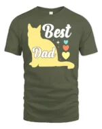 Best Cat Dad Funny Cat Lover Father’s Day T-Shirt - military green t-shirt on white background