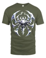 Alien Insect Icon Sci-Fi Creature Graphic T-Shirt - military green t-shirt on white background