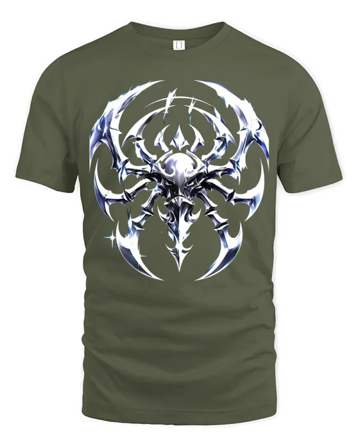 Alien Insect Icon Sci-Fi Creature Graphic T-Shirt - military green t-shirt on white background