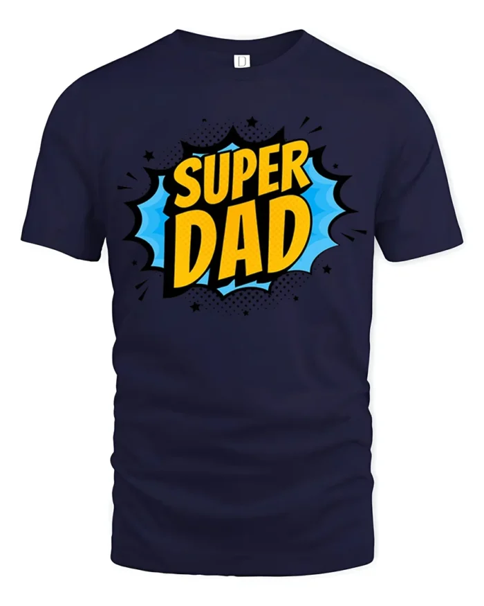 Superhero Dad T-Shirt Funny Father’s Day Tee Now - navy t-shirt on white background