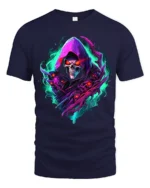 Spectral Death Cool Grim Reaper Skull T-Shirt - navy t-shirt on white background