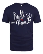 Mama Papa Butterfly Tee Sweet Family Love T-Shirt - navy t-shirt on white background