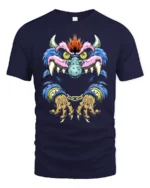Crazy Monster Grin Tee Unique Colorful Monster Now - navy t-shirt on white background