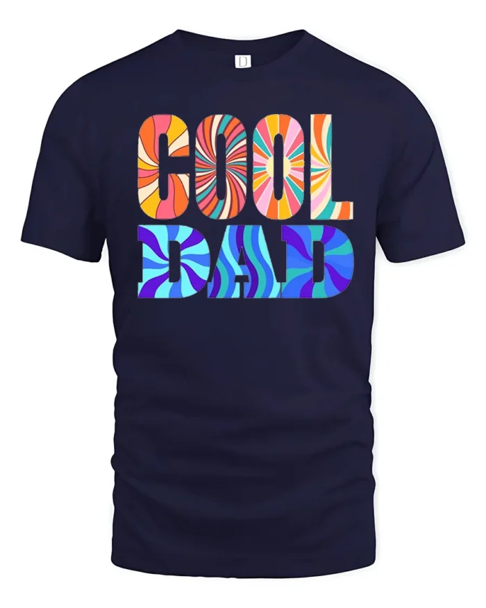 Retro Cool Dad Groovy Father’s Day T-Shirt Gift - navy t-shirt on white background