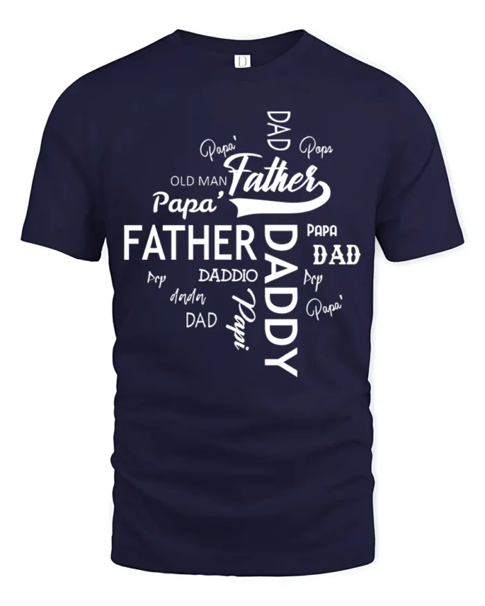 Daddy Papa Pops T-Shirt Father’s Day Nickname Tee - navy t-shirt on white background