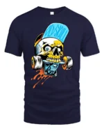 Cool Skull Skateboard Funny Skeleton Rider Tee - navy t-shirt on white background